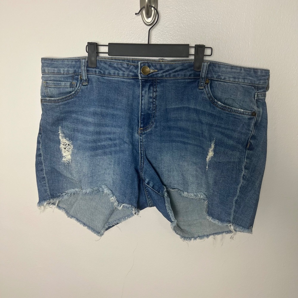 Kut from the Kloth Distressed Blue Denim Jean Shorts